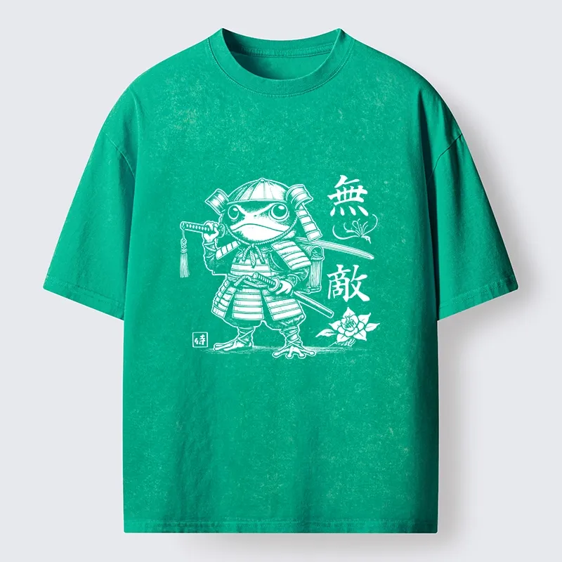Tokyo-Tiger Samurai Frog Warrior Washed T-Shirt