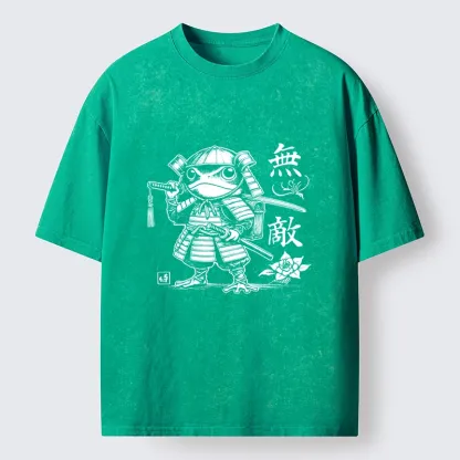 Tokyo-Tiger Samurai Frog Warrior Washed T-Shirt