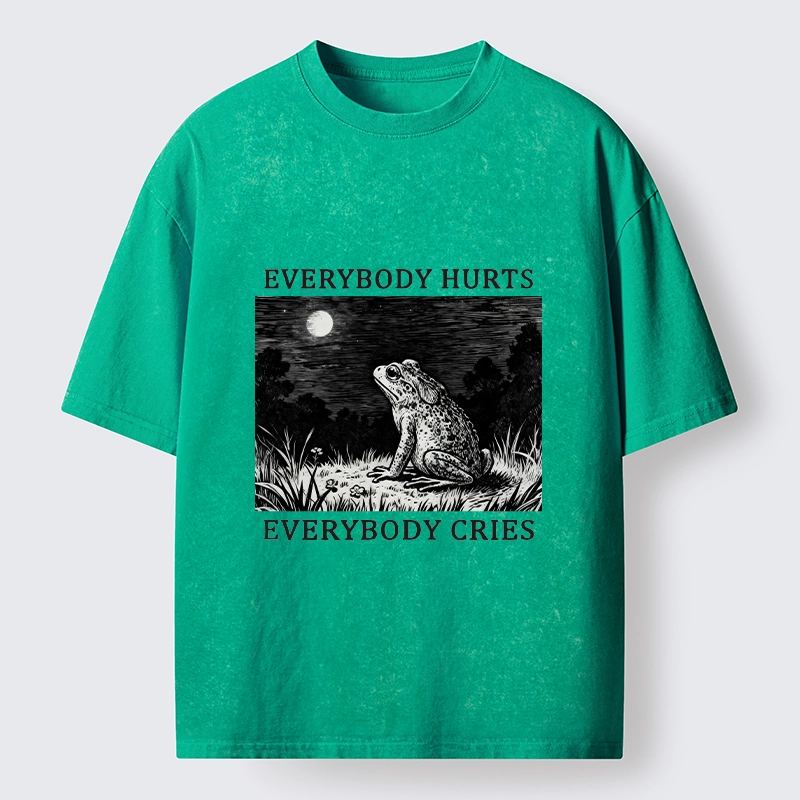 Tokyo-Tiger Lonely Frog Under Moonlight Washed T-Shirt