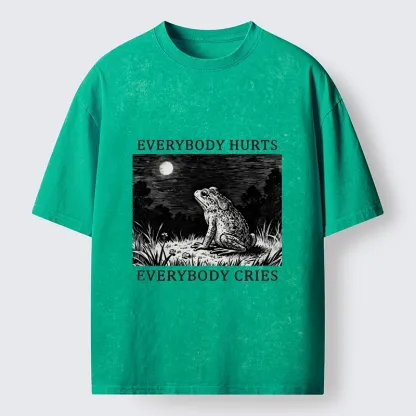 Tokyo-Tiger Lonely Frog Under Moonlight Washed T-Shirt