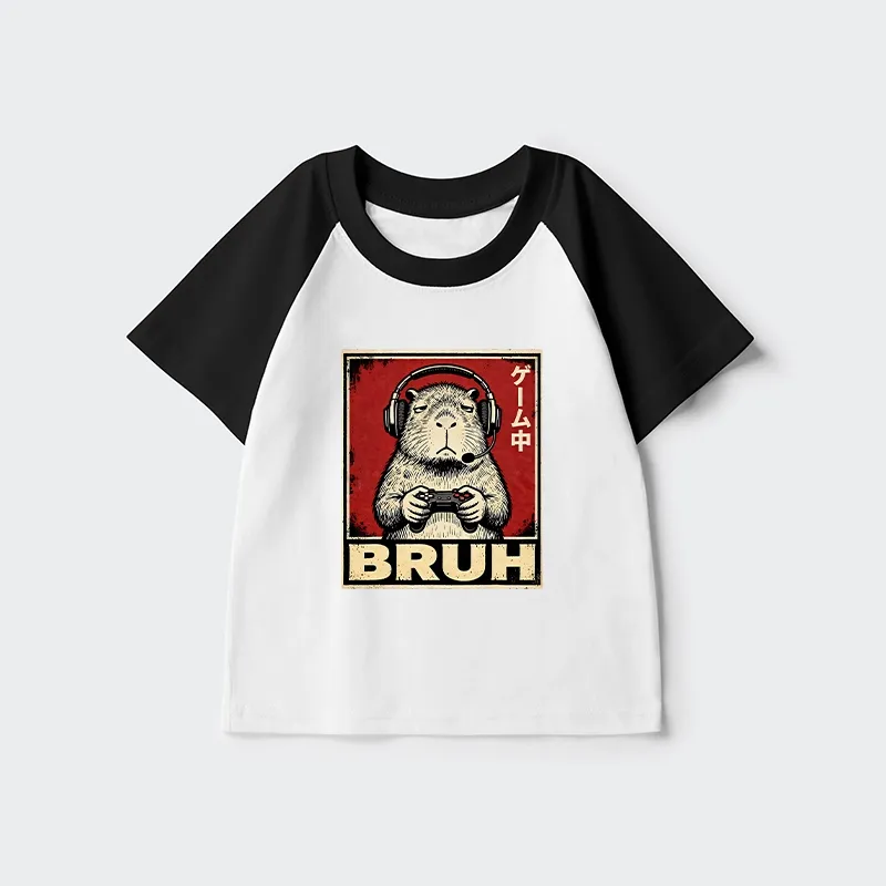 Tokyo-Tiger Funny Capybara Playing Games Kids Raglan T-shirt Sale