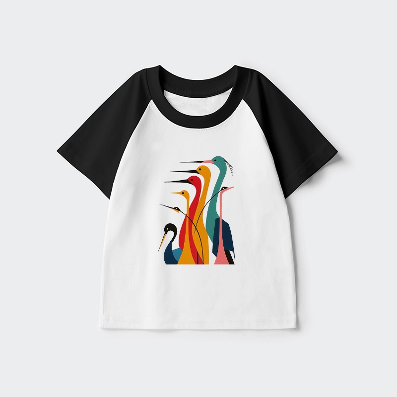 Tokyo-Tiger Various Types Of Cranes Kids Raglan T-shirt