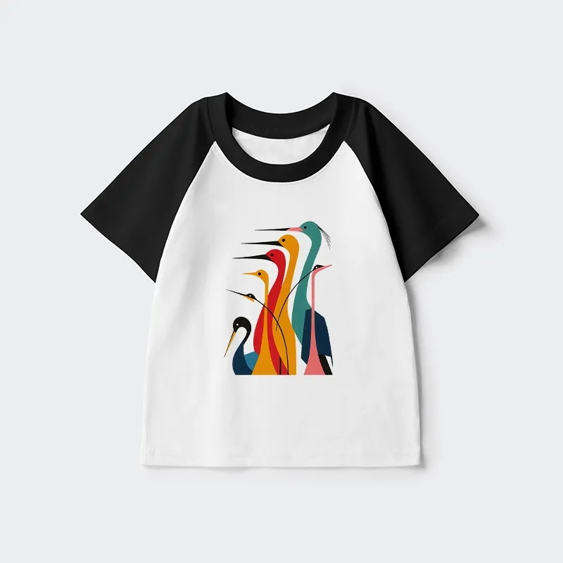 Tokyo-Tiger Various Types Of Cranes Kids Raglan T-shirt