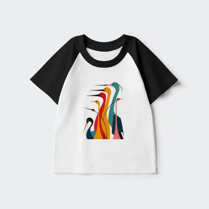 Tokyo-Tiger Various Types Of Cranes Kids Raglan T-shirt