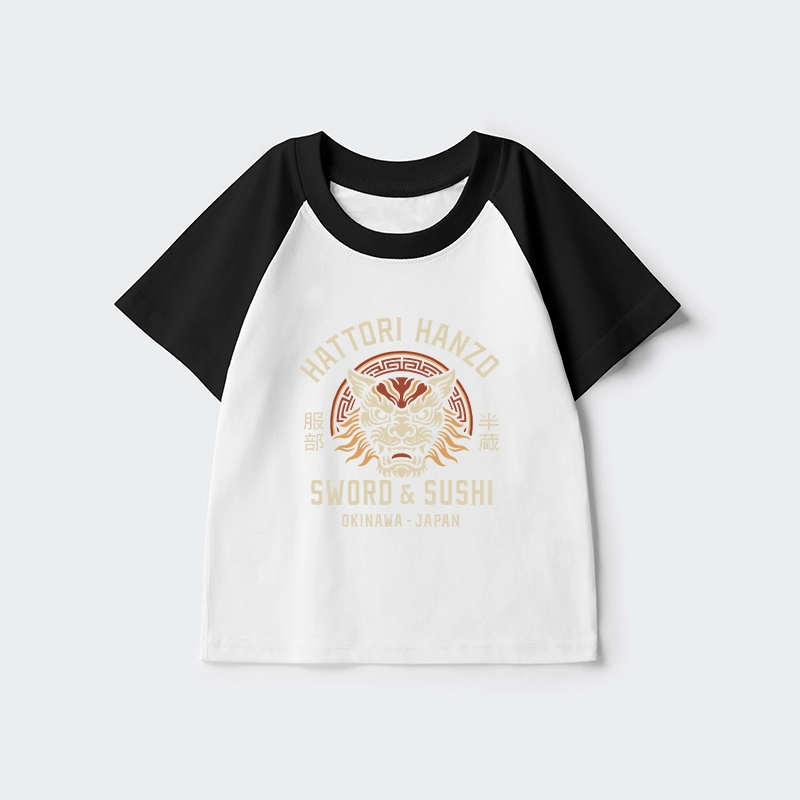 Tokyo-Tiger Hattori Lion Japanese Samurai Kids Raglan T-shirt