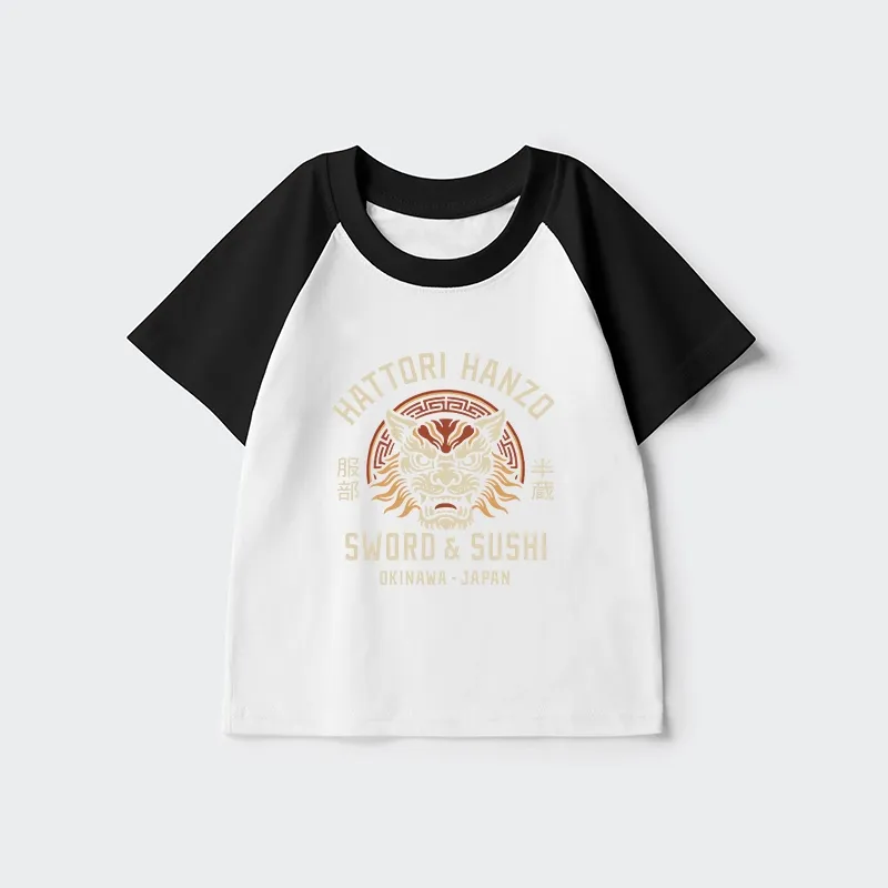 Tokyo-Tiger Hattori Lion Japanese Samurai Kids Raglan T-shirt