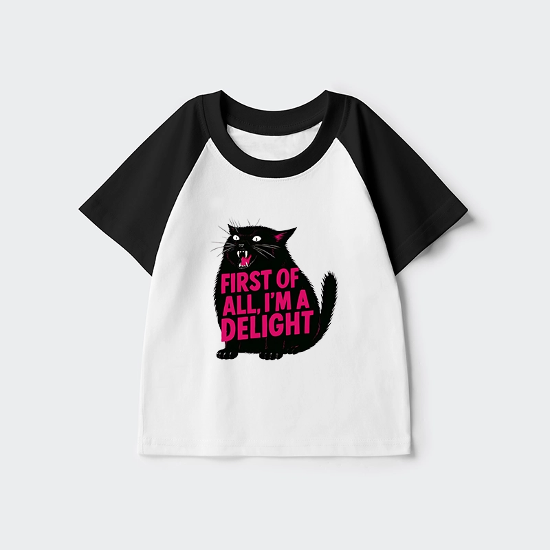 Tokyo-Tiger Roaring Black Cat Kids Raglan T-shirt