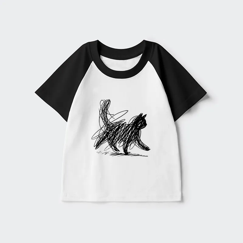 Tokyo-Tiger Minimalist Cat Art Kids Raglan T-shirt Sale