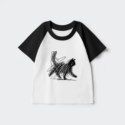 Tokyo-Tiger Minimalist Cat Art Kids Raglan T-shirt