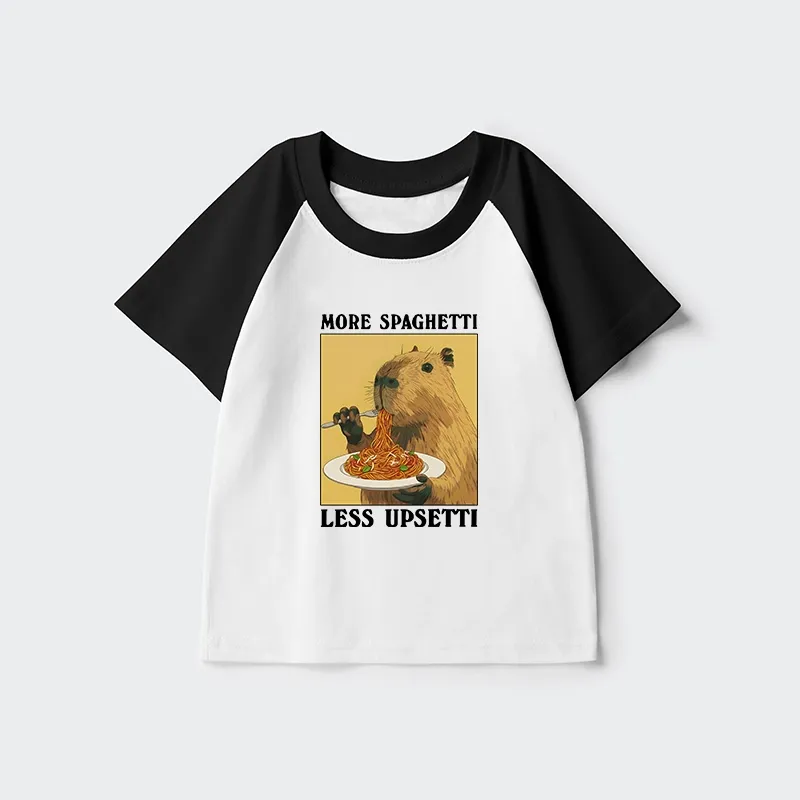 Tokyo-Tiger Capybara Eating Pasta Kids Raglan T-shirt Sale