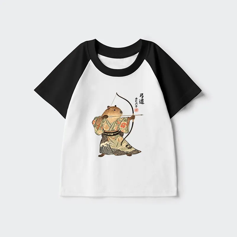 Tokyo-Tiger Capybara Archery Kids Raglan T-shirt