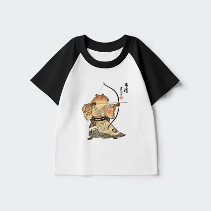 Tokyo-Tiger Capybara Archery Kids Raglan T-shirt