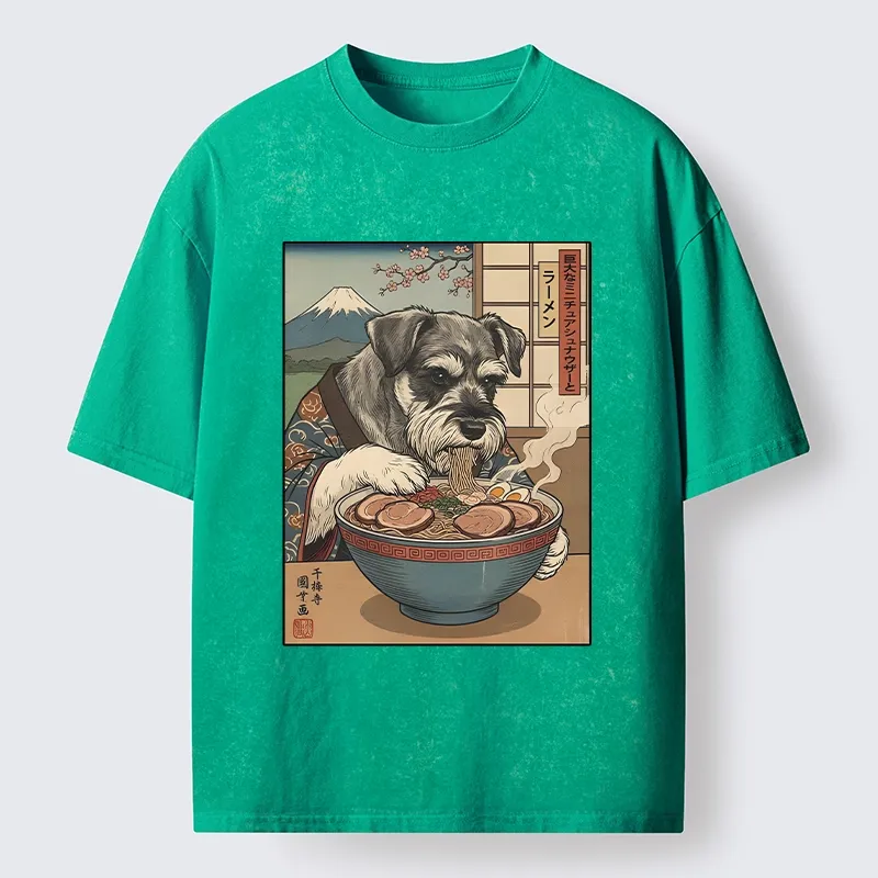 Tokyo-Tiger Dog Ramen Meme Washed T-Shirt