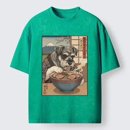 Tokyo-Tiger Dog Ramen Meme Washed T-Shirt