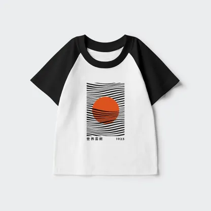 Tokyo-Tiger Minimalist Art Sun Kids Raglan T-shirt