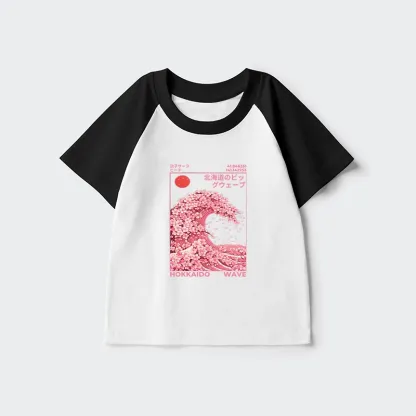 Tokyo-Tiger Sakura Wave Kids Raglan T-shirt
