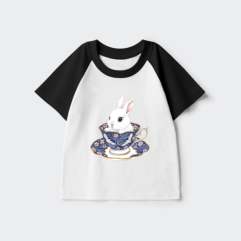 Tokyo-Tiger Cute Rabbit Tea Set Kids Raglan T-shirt