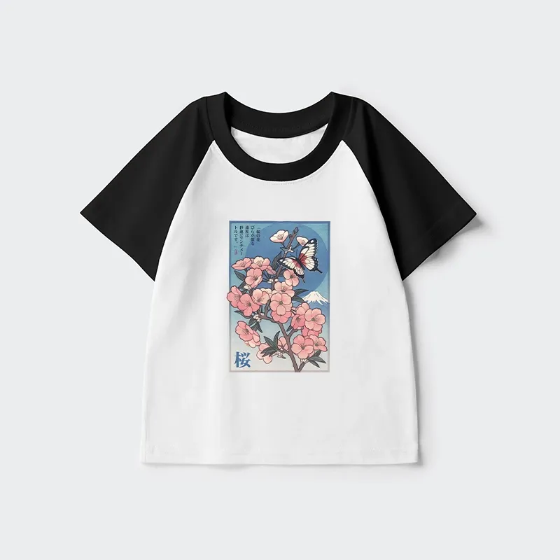 Tokyo-Tiger Ukiyoe Japanese Cherry blossoms Poster Kids Raglan T-shirt Sale