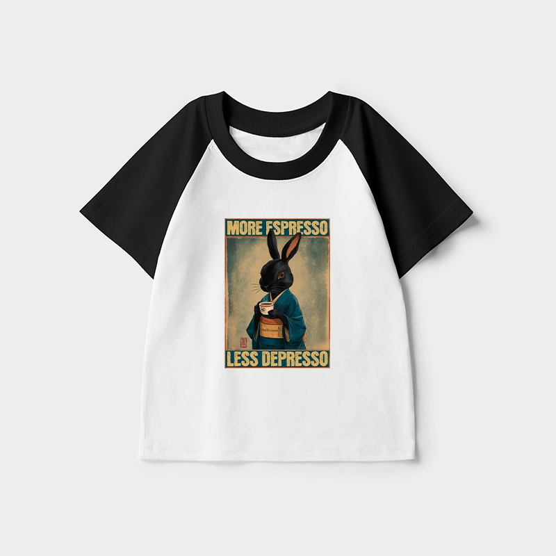 Tokyo-Tiger More Espresso Less Depresso Rabbit Kids Raglan T-shirt