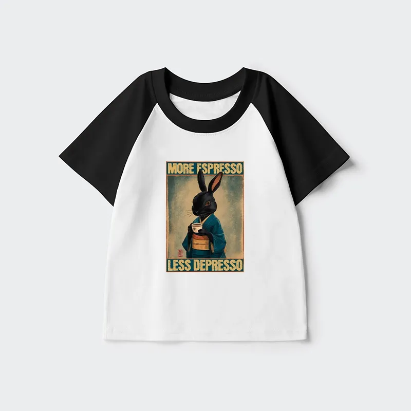 Tokyo-Tiger More Espresso Less Depresso Rabbit Kids Raglan T-shirt
