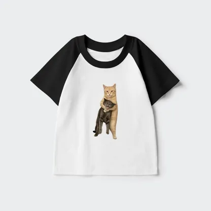 Tokyo-Tiger  Orange Cat’s Tight Embrace Kids Raglan T-shirt