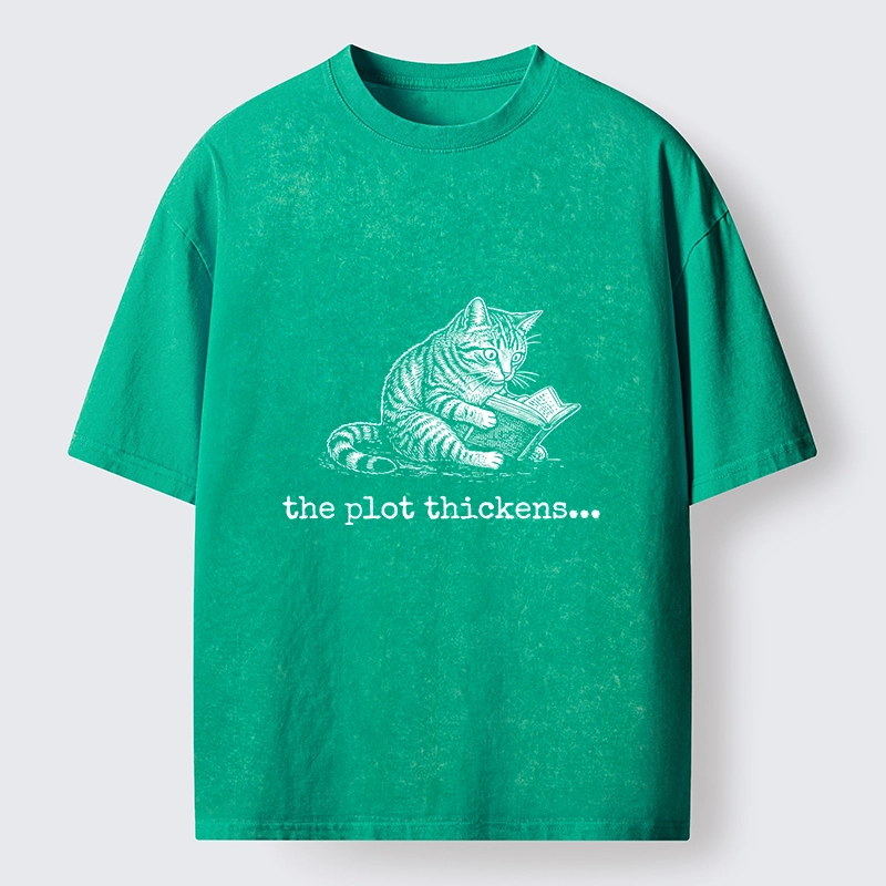 Tokyo-Tiger Meme Cat Reading Mystery Book Washed T-Shirt