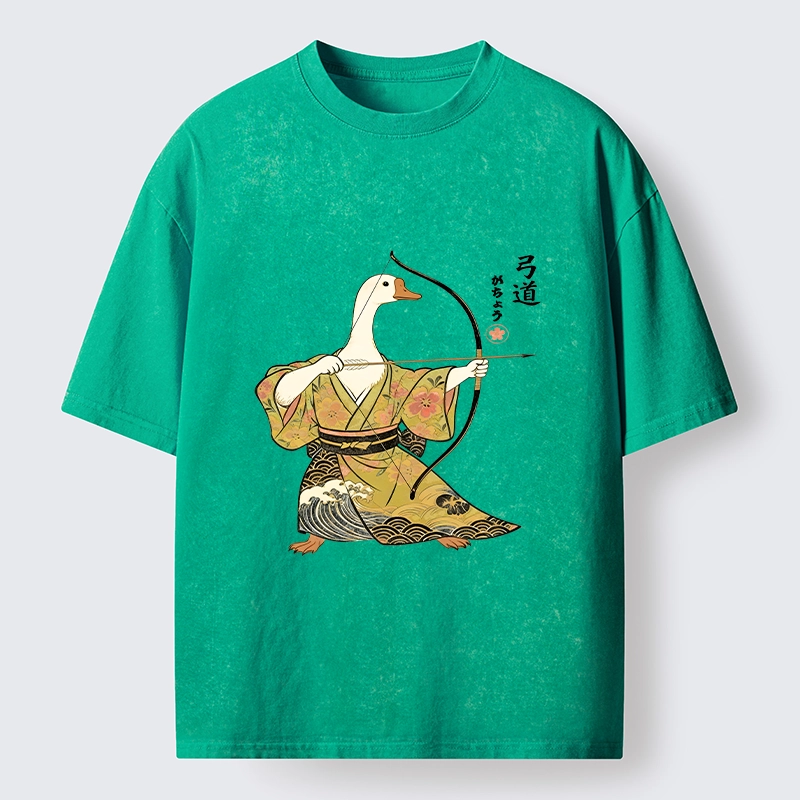 Tokyo-Tiger Goose In Kimono With Bow Washed T-Shirt