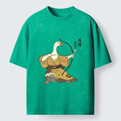 Tokyo-Tiger Goose In Kimono With Bow Washed T-Shirt