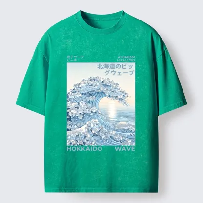 Tokyo-Tiger Crystal Great Wave Art Washed T-Shirt