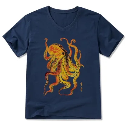 Tokyo-Tiger Deep Sea Gorgeous Octopus V-Neck Classic T-Shirt