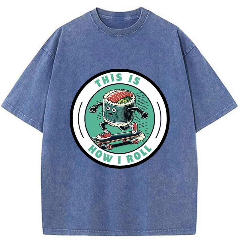 Tokyo-Tiger Sushi Skateboard Washed T-Shirt