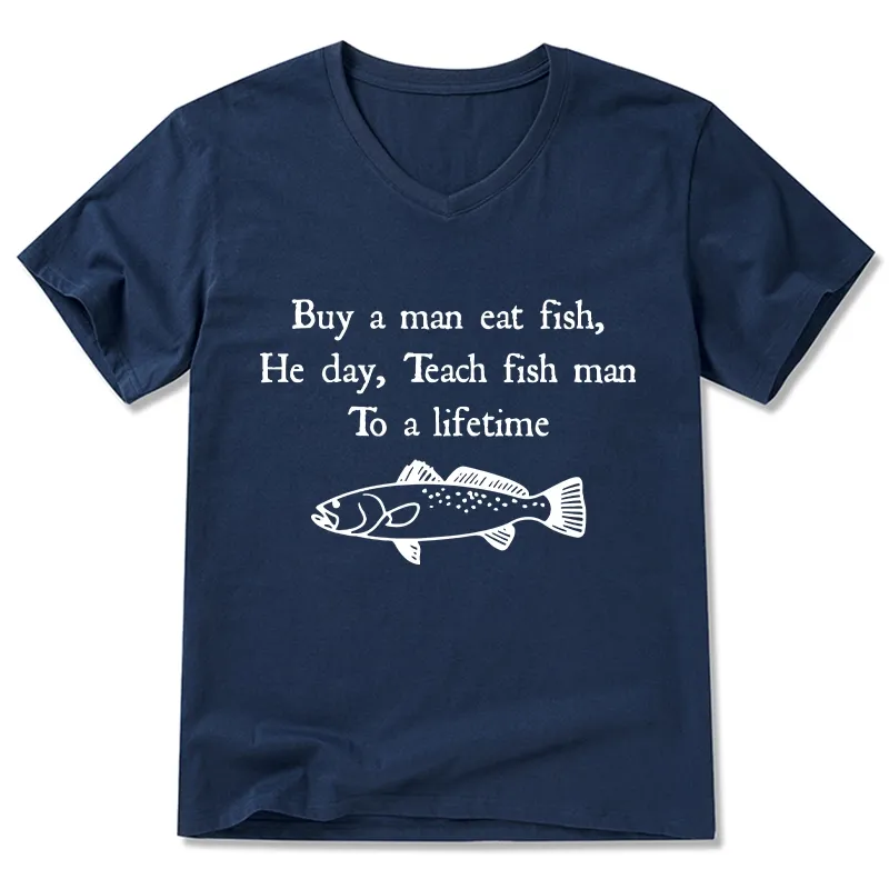 Tokyo-Tiger Man Eat Fish Meme V-Neck Classic T-Shirt