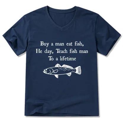 Tokyo-Tiger Man Eat Fish Meme V-Neck Classic T-Shirt