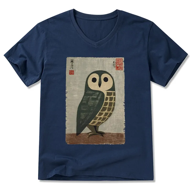 Tokyo-Tiger Traditional Owl In Japanese Art V-Neck Classic T-Shirt