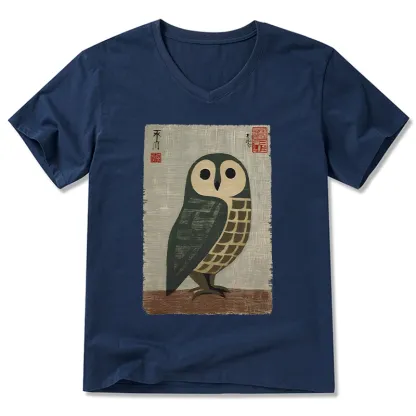 Tokyo-Tiger Traditional Owl In Japanese Art V-Neck Classic T-Shirt