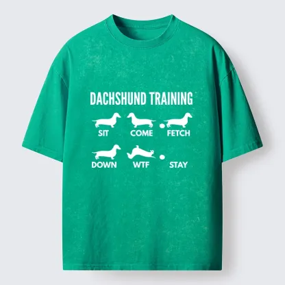 Tokyo-Tiger Chaotic Dachshund Commands Meme Washed T-Shirt