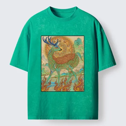 Tokyo-Tiger Mythical Nine Colored Deer Washed T-Shirt