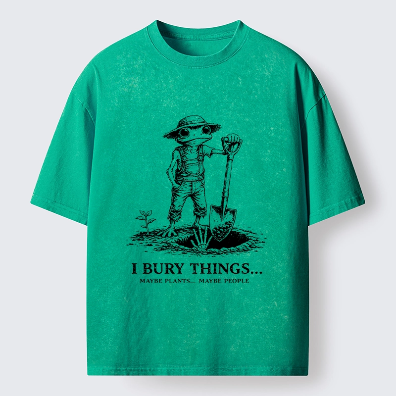 Tokyo-Tiger Frog Bury Things Funny Meme Washed T-Shirt