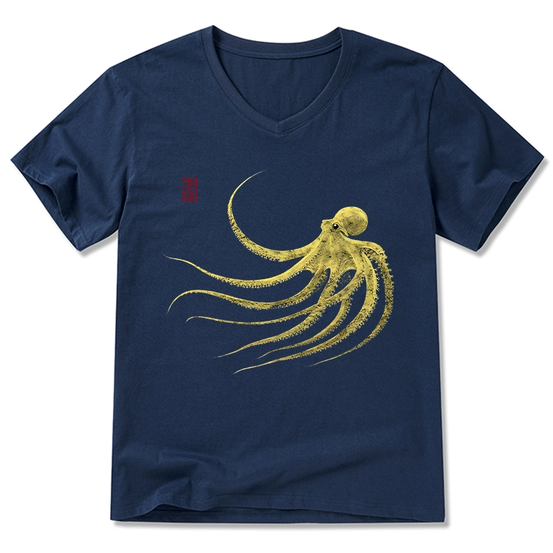 Tokyo-Tiger Retro Octopus Japanese V-Neck Classic T-Shirt