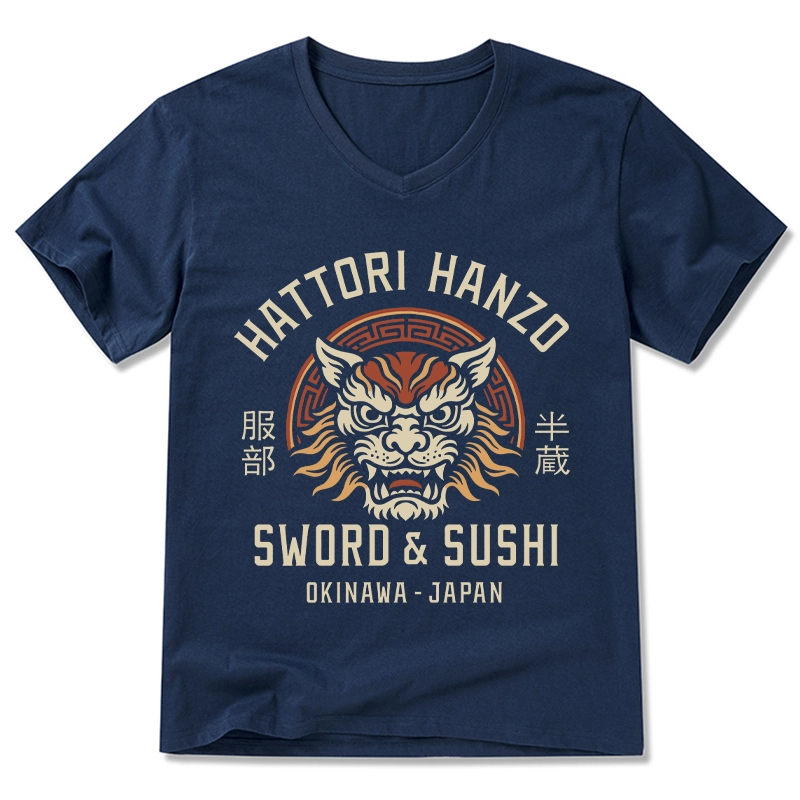 Tokyo-Tiger Hattori Lion Japanese Samurai V-Neck Classic T-Shirt