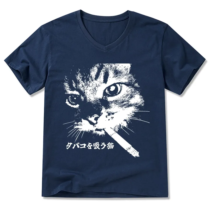 Tokyo-Tiger Retro Cat Smoking V-Neck Classic T-Shirt