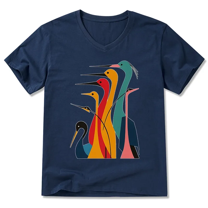 Tokyo-Tiger Various Types Of Cranes V-Neck Classic T-Shirt