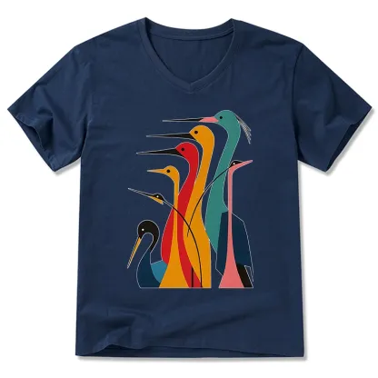 Tokyo-Tiger Various Types Of Cranes V-Neck Classic T-Shirt