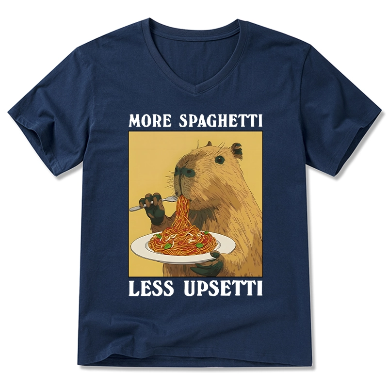 Tokyo-Tiger Capybara Eating Pasta V-Neck Classic T-Shirt