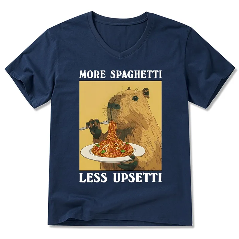 Tokyo-Tiger Capybara Eating Pasta V-Neck Classic T-Shirt