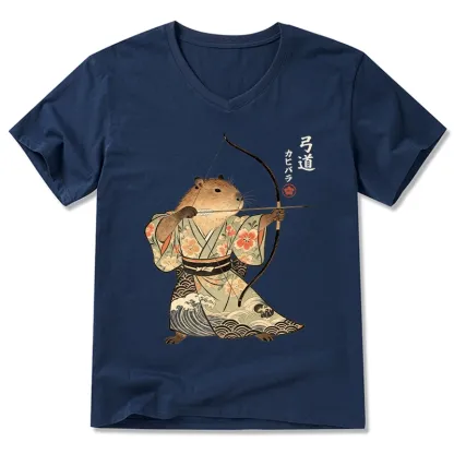 Tokyo-Tiger Capybara Archery V-Neck Classic T-Shirt