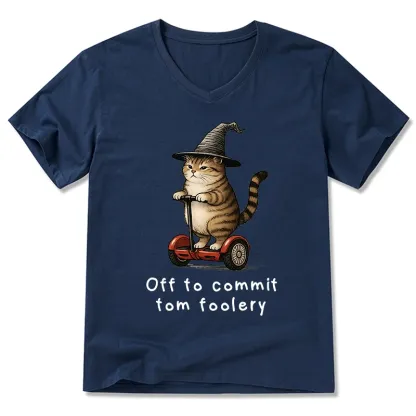 Tokyo-Tiger Orange Cat Riding Segway-style V-Neck Classic T-Shirt