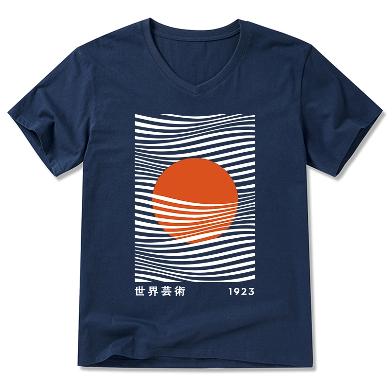 Tokyo-Tiger Minimalist Art Sun V-Neck Classic T-Shirt