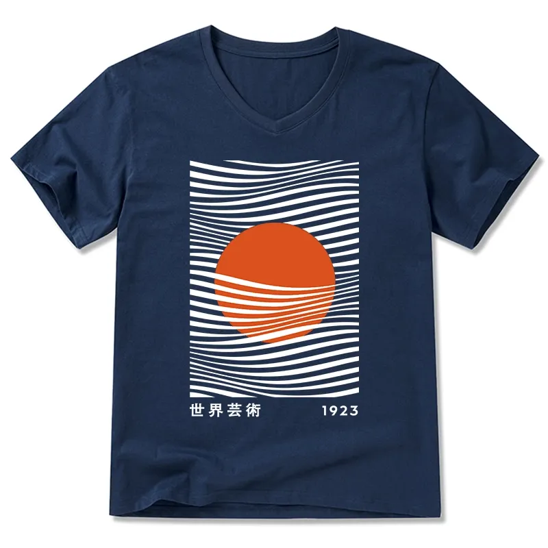 Tokyo-Tiger Minimalist Art Sun V-Neck Classic T-Shirt