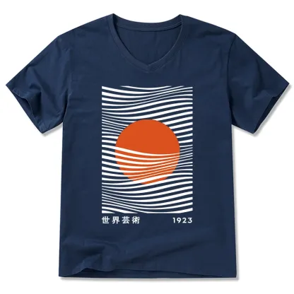 Tokyo-Tiger Minimalist Art Sun V-Neck Classic T-Shirt